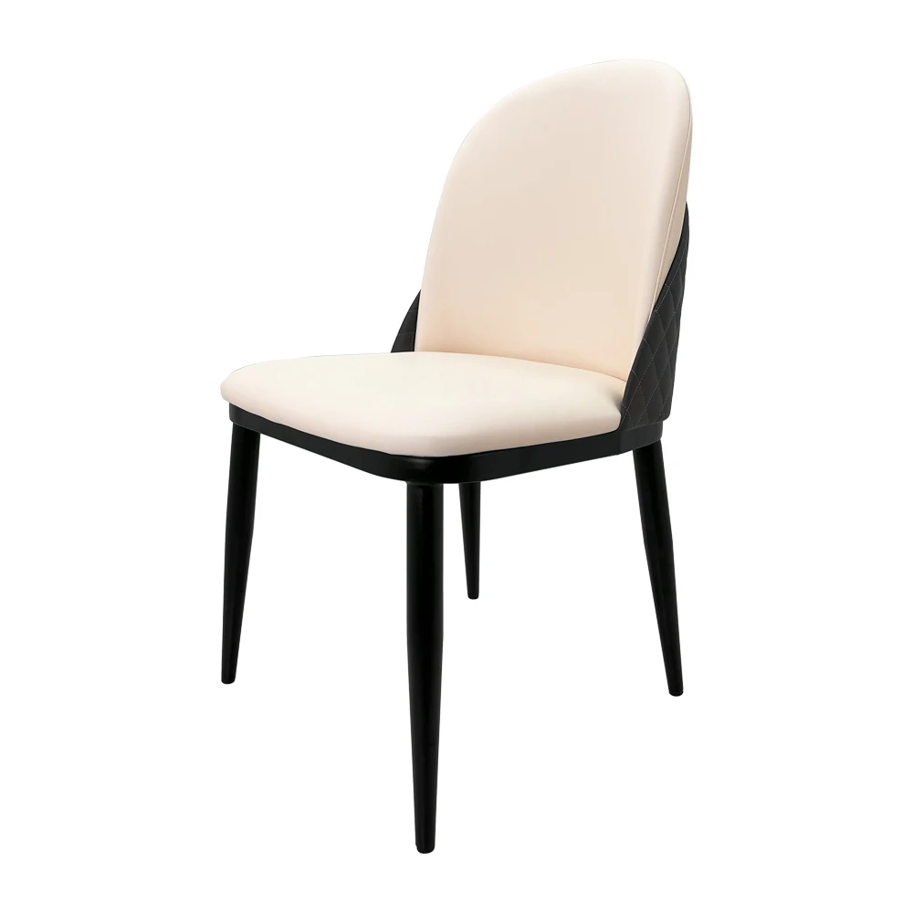 French Style White Leather Luxury Diamond Sewing  Dinner Table 8 Chairs Modern Dining Room Chairs