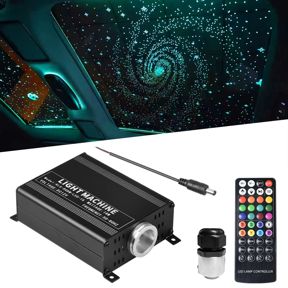 DC12V 16W RGBW Car Roof Star Lights LED Fiber Optic Star Ceiling Light With RF Control Light Engine For Car Decoration
