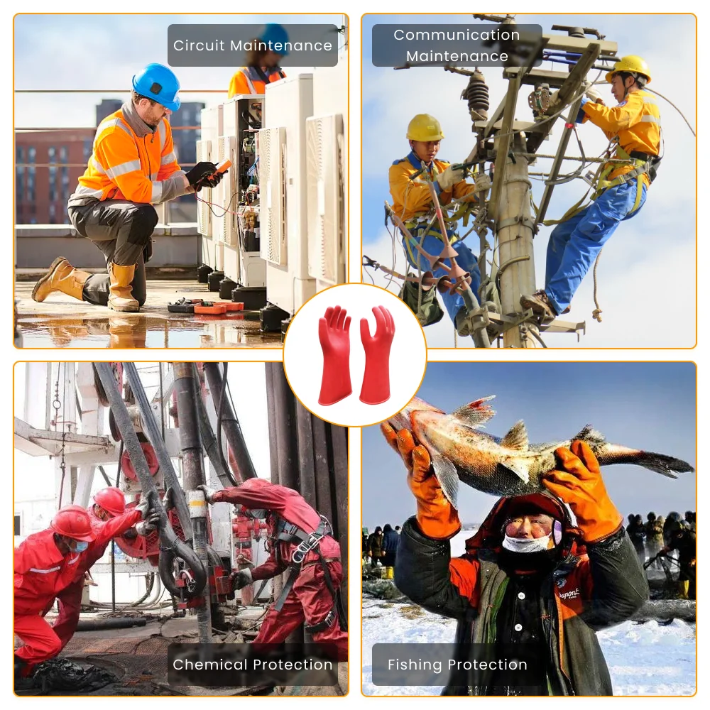 Electric Safety Anti-Scalding Silicon Gloves Insulated High Voltage Red And Black Heat Gauntlet Cuff Type
