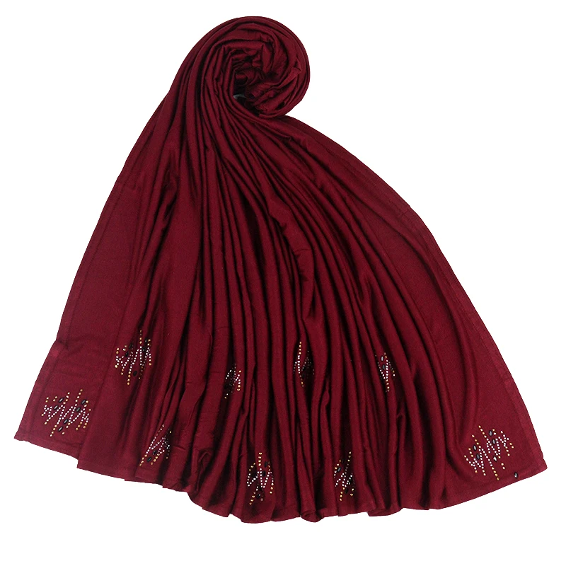 Wholesale high quality Jersey scarf very stretchy jersey scarf with hot drill accessories jersey muslim women scarves