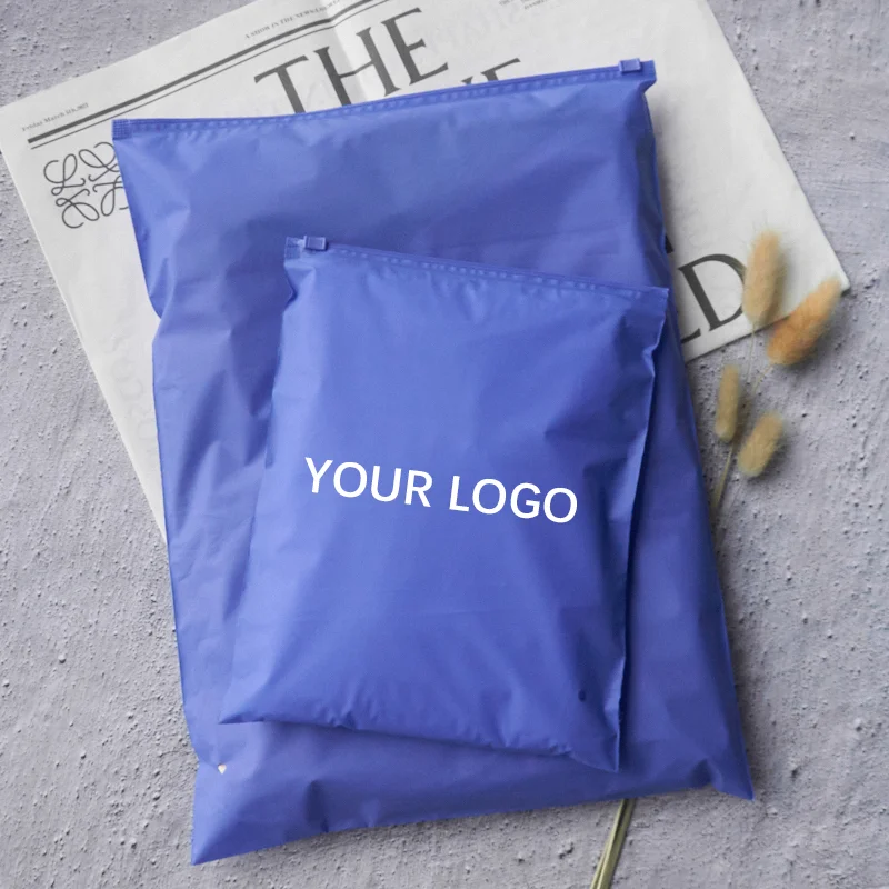 manufacturer made black frosted zipper slider plastic zip lock packaging bags for clothes with custom logo