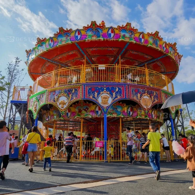 Бестон большая Карусель лошадь ярмарочная двухэтажная карусель для карусели