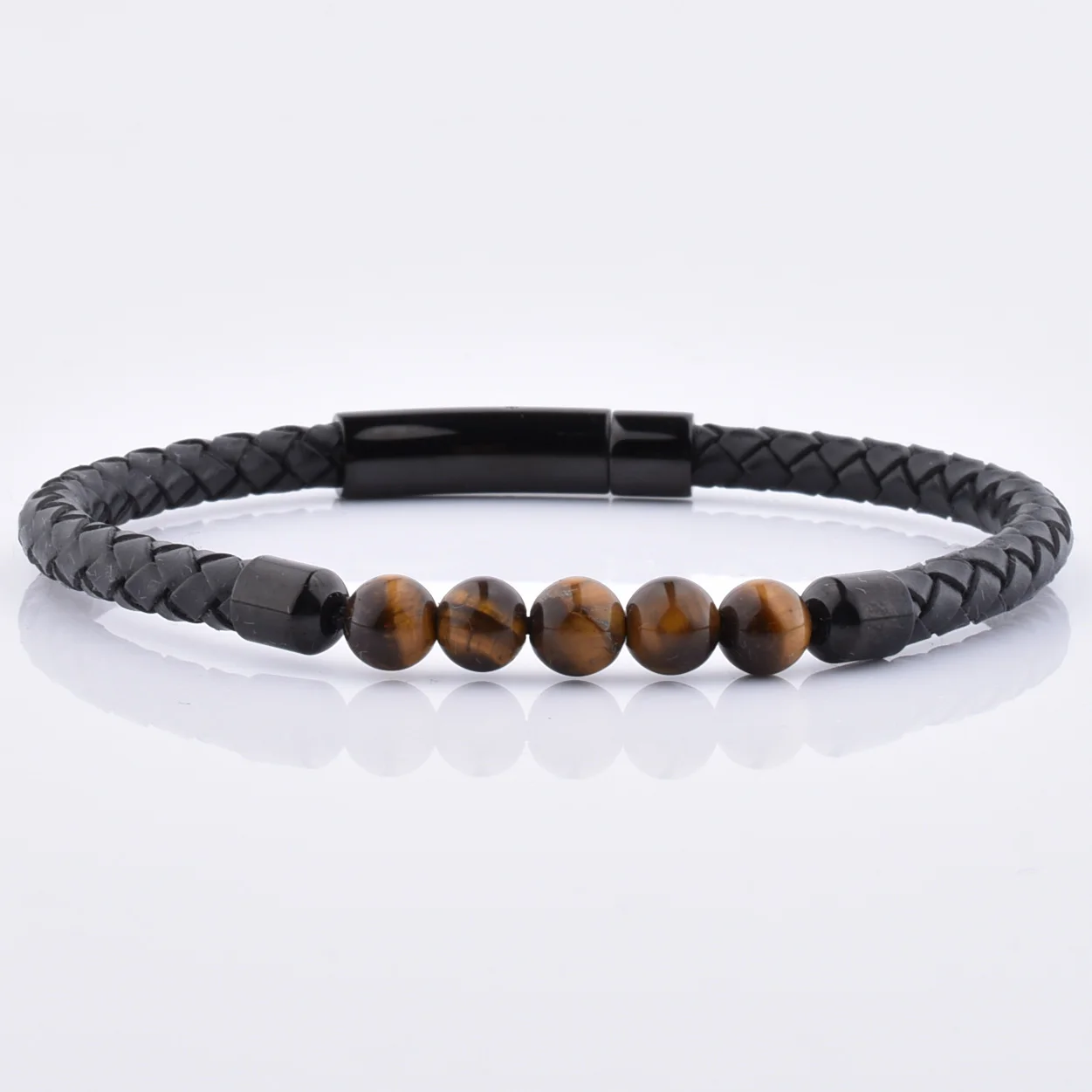  Новый браслет из натурального камня для мужчин и женщин красный кожаный с магнитной застежкой