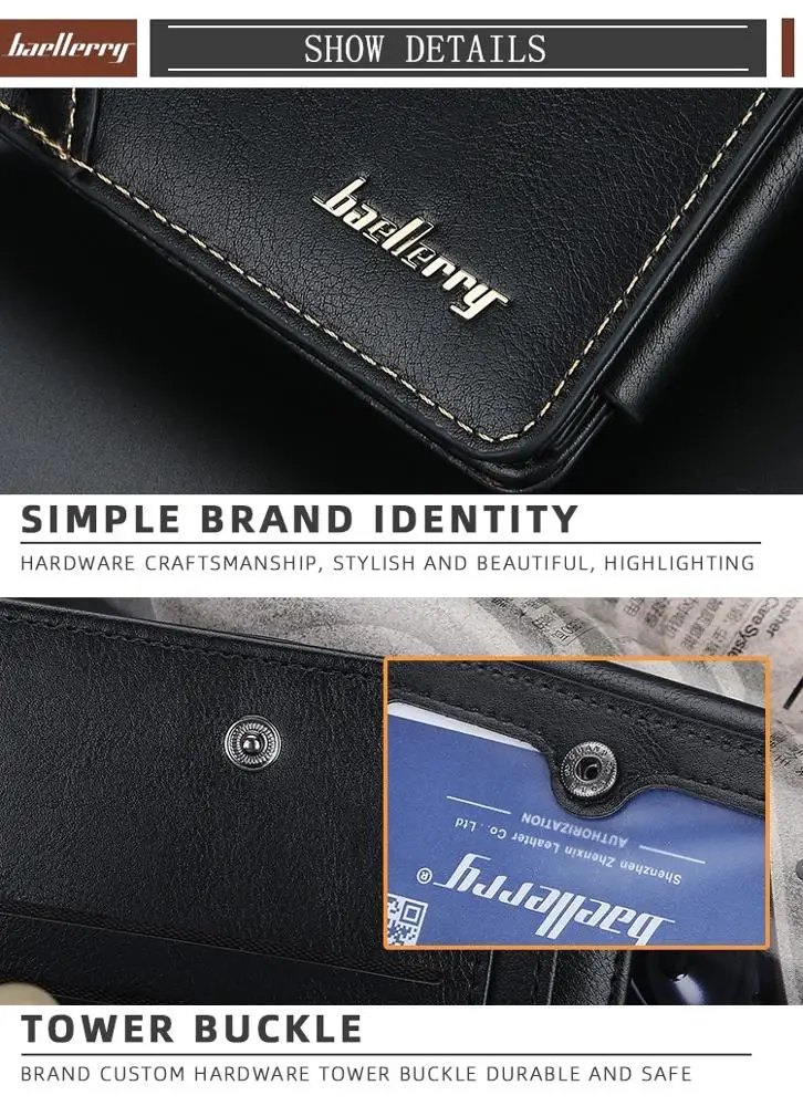 Новый стиль 2019, брендовый вместительный кошелек Baellerry с несколькими отделениями для карт, короткий кошелек на молнии для мужчин, мужской кошелек для мелочи, держатель для карт