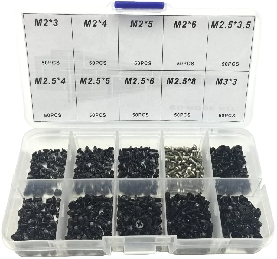 m2 m2.5 m3 boxed flat head screws zinc plated for laptop repair kit