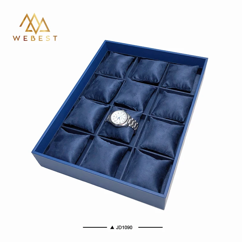 Webest Large Capacity Ring Display Tray Jewelry Flannel Presentation Tray Jewelry Storage Tray