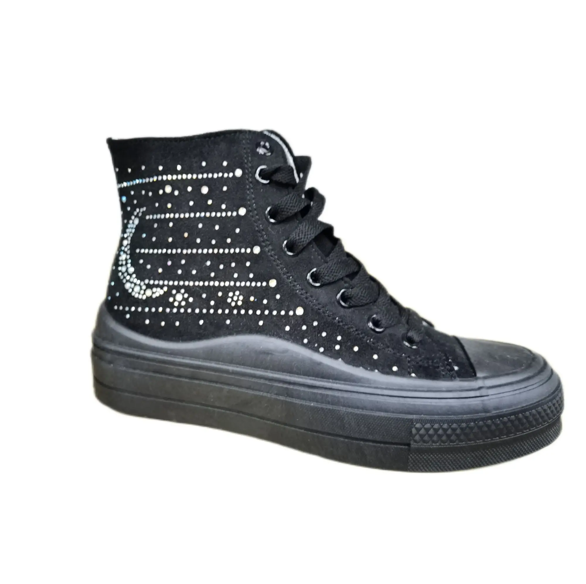 Adorable glitter round Suede lace lady flat boots shoes