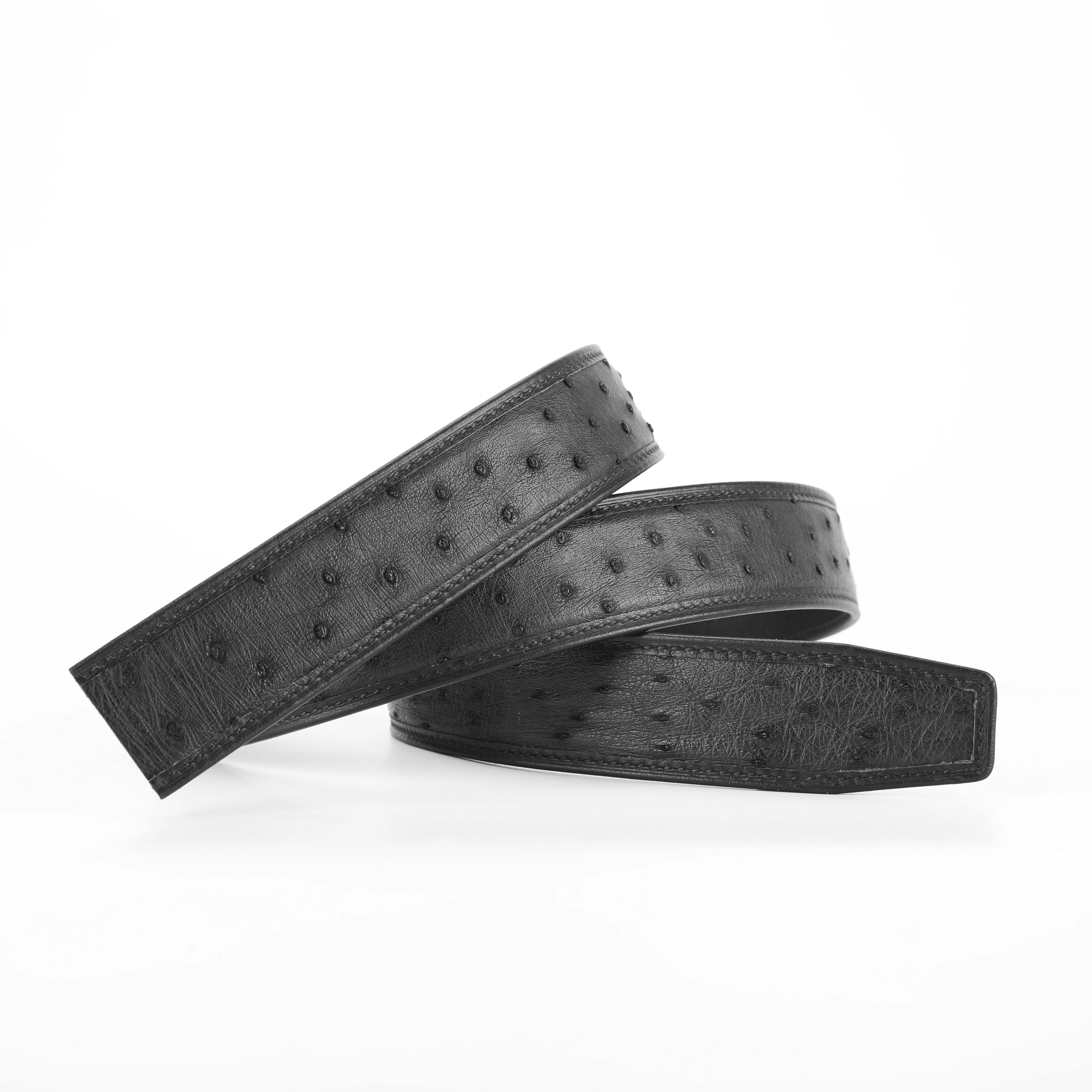 OEM logo ostrich genuine leather belts mens luxury belt with buckle