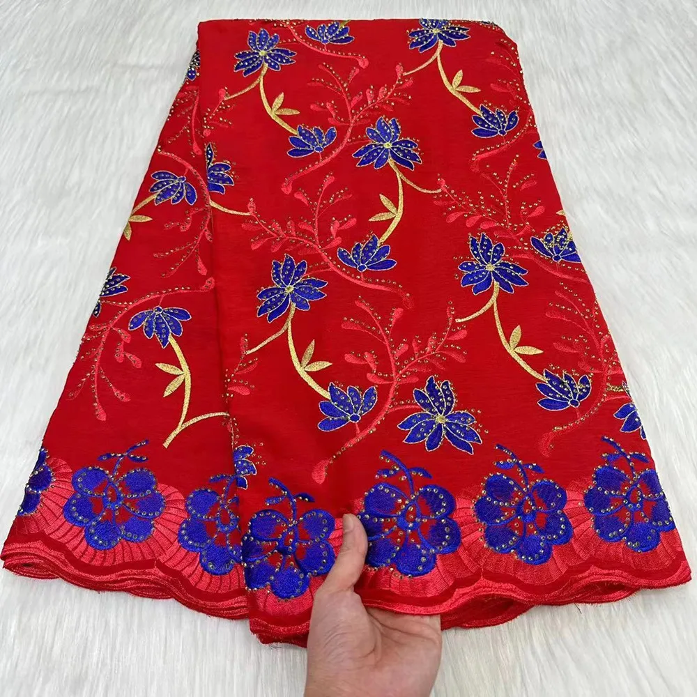 Chenlee хлопок нигерийская швейцарская вуаль кружева швейцария 5 ярдов камни вышивка ткани