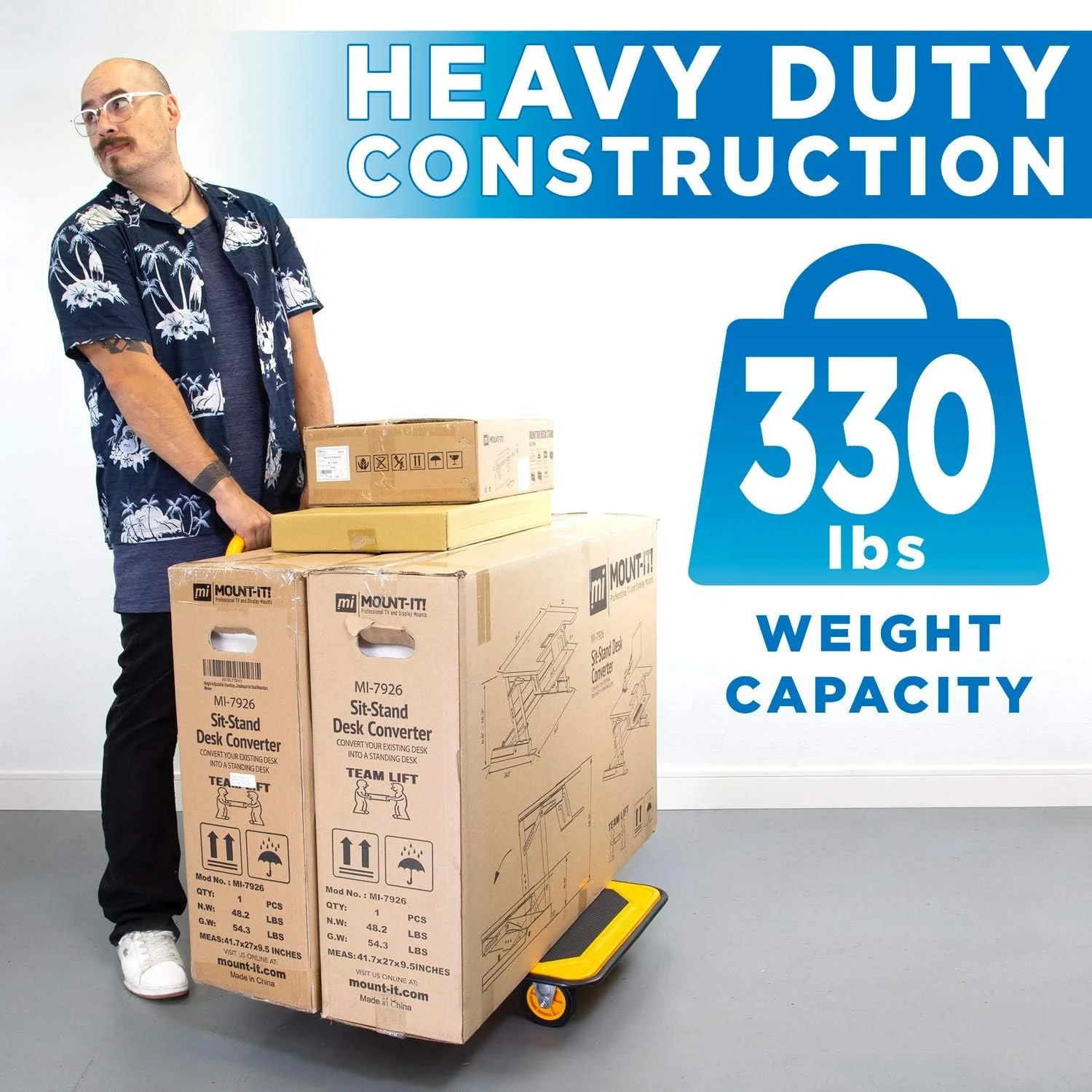 Platform Truck,Push Cart Dolly,330lb Weight Capacity,Foldable Flatbed with Swivel Wheels,Rolling Trolley Cart, Foldable, Flat