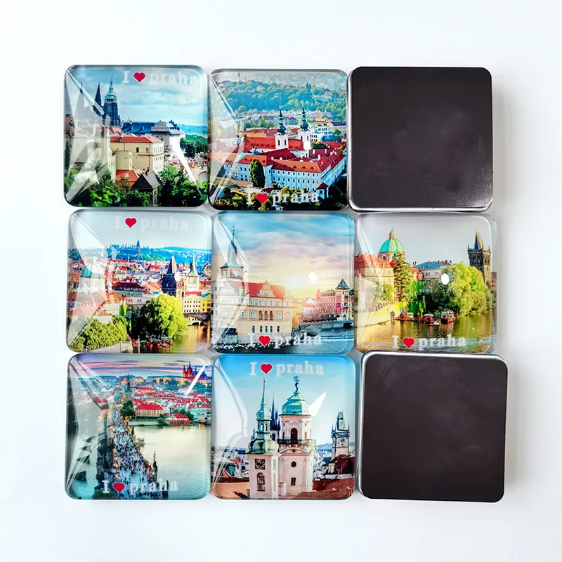 square shape glass souvenir fridge magnet cute decoration items