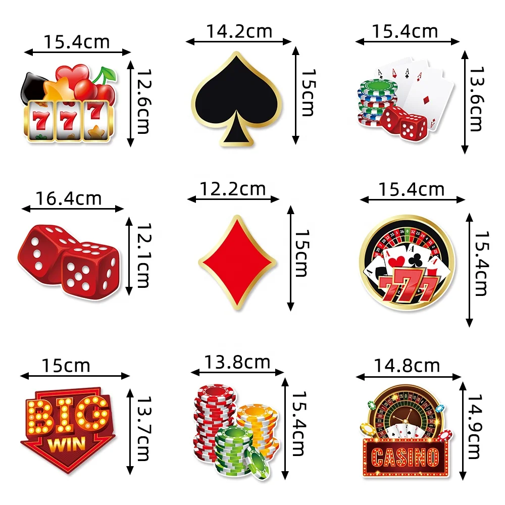 12Pcs Casino Party Centerpiece Sticks Cutouts for Baby Shower Birthday Party Casino Theme Party Centerpiece Sticks Table Toppers