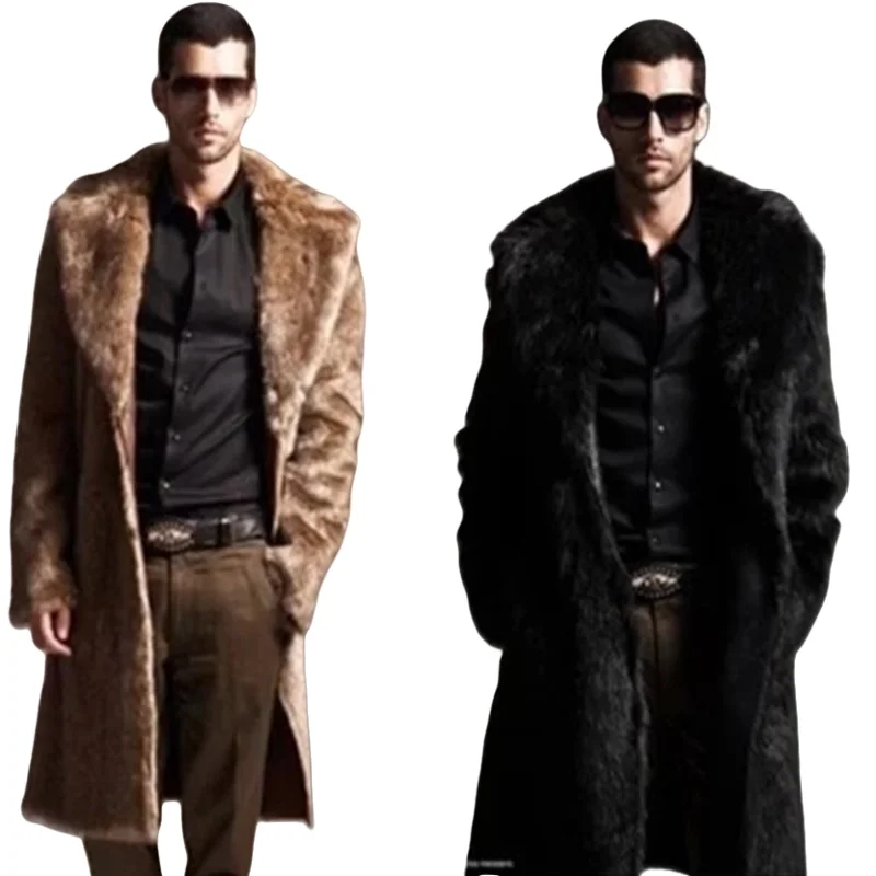 Wholesale autumn and winter fur jackets for men, medium to long, made of artificial fur for warmth and cold resistance