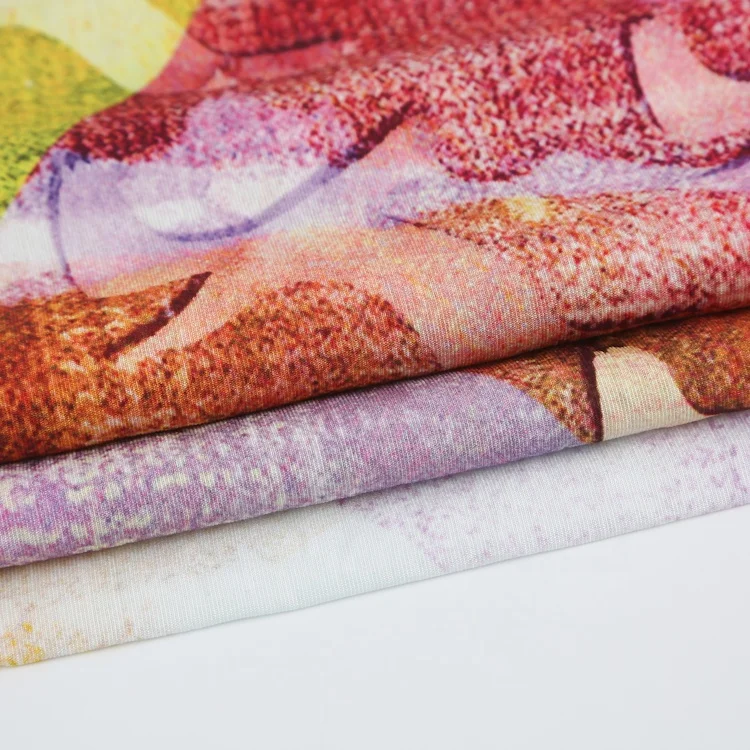Fusible customized digital print jersey floral printed fabrics cloth rayon fabric textil for