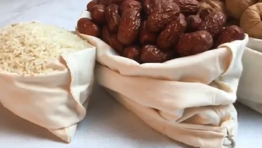 Canvas Drawstring Storage Bag Flour Rice Tea Packaging Pouch