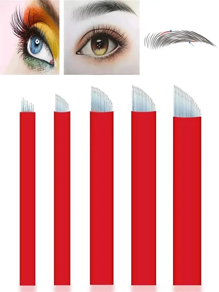 New Arrivals Red 0.18Mm U Shape Lamina Flex Makeup Blade Pen Eyebrow Microblading Tattoo Needles