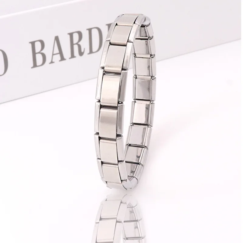 Fashion DIY Jewelry Bracelets Making Accessories Removable Elastic Engraving Name Silver Blank Stainless Steel Cuban Link Chain