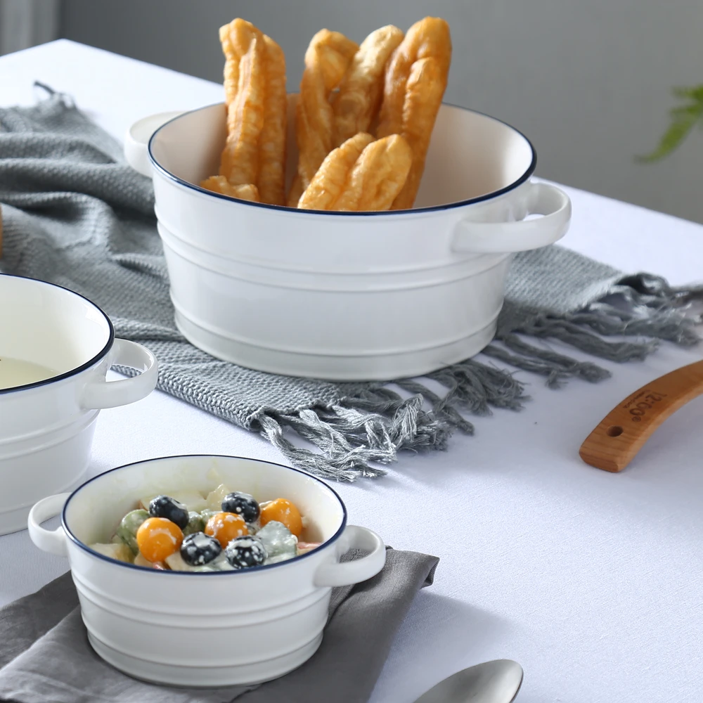 Популярная белая керамическая кастрюля cocotte в стиле кантри с