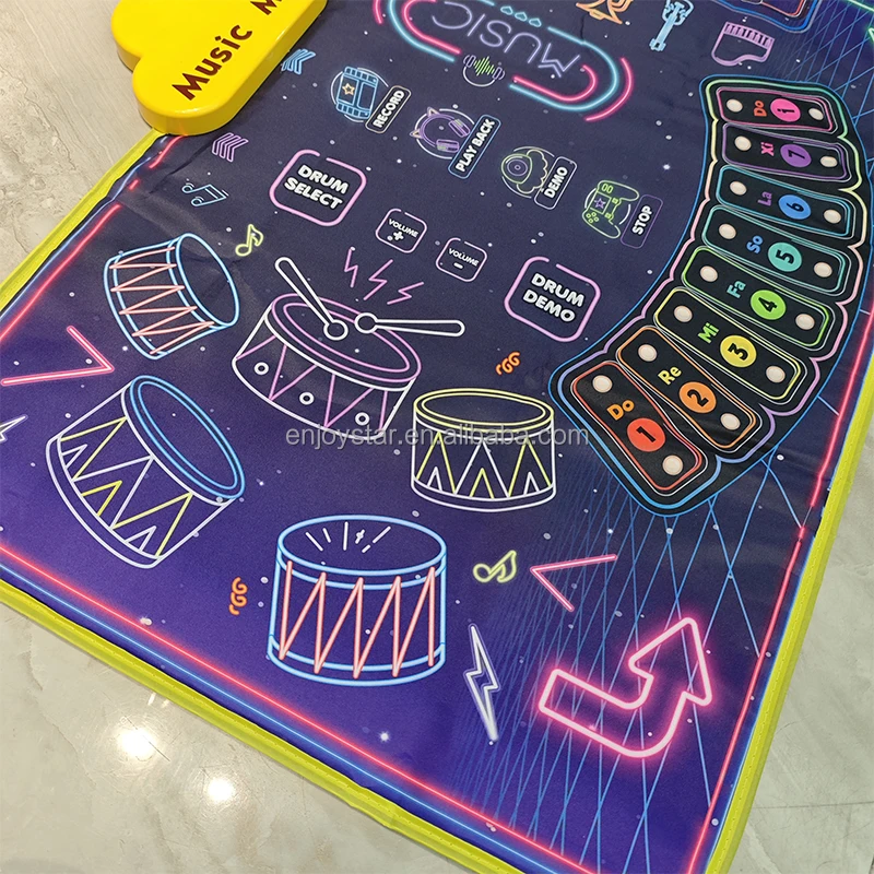 Электрический игровой коврик ENJOYSTAR 2024 3 в 1 Обучающие музыкальные игрушки для детей клавиатура ксилофон и барабанный с 4