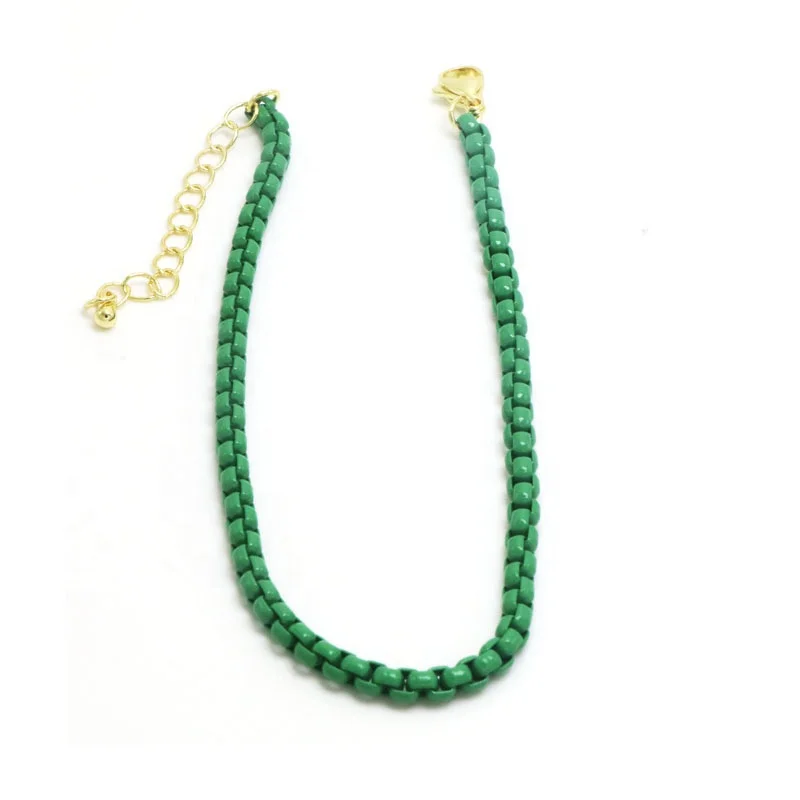 2024 Multi Color Plated Simple Rope Chain Necklace Candy Colorful Fashion Vintage Summer Beach Brass Chain Endless Necklace Gift