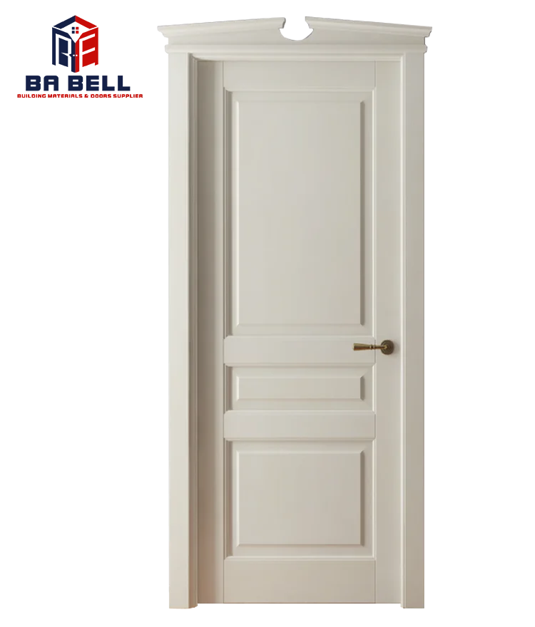 Роскошный дизайн внутренней двери с золотой металлической рамой полная отделка белая панель межкомнатные из массива дерева