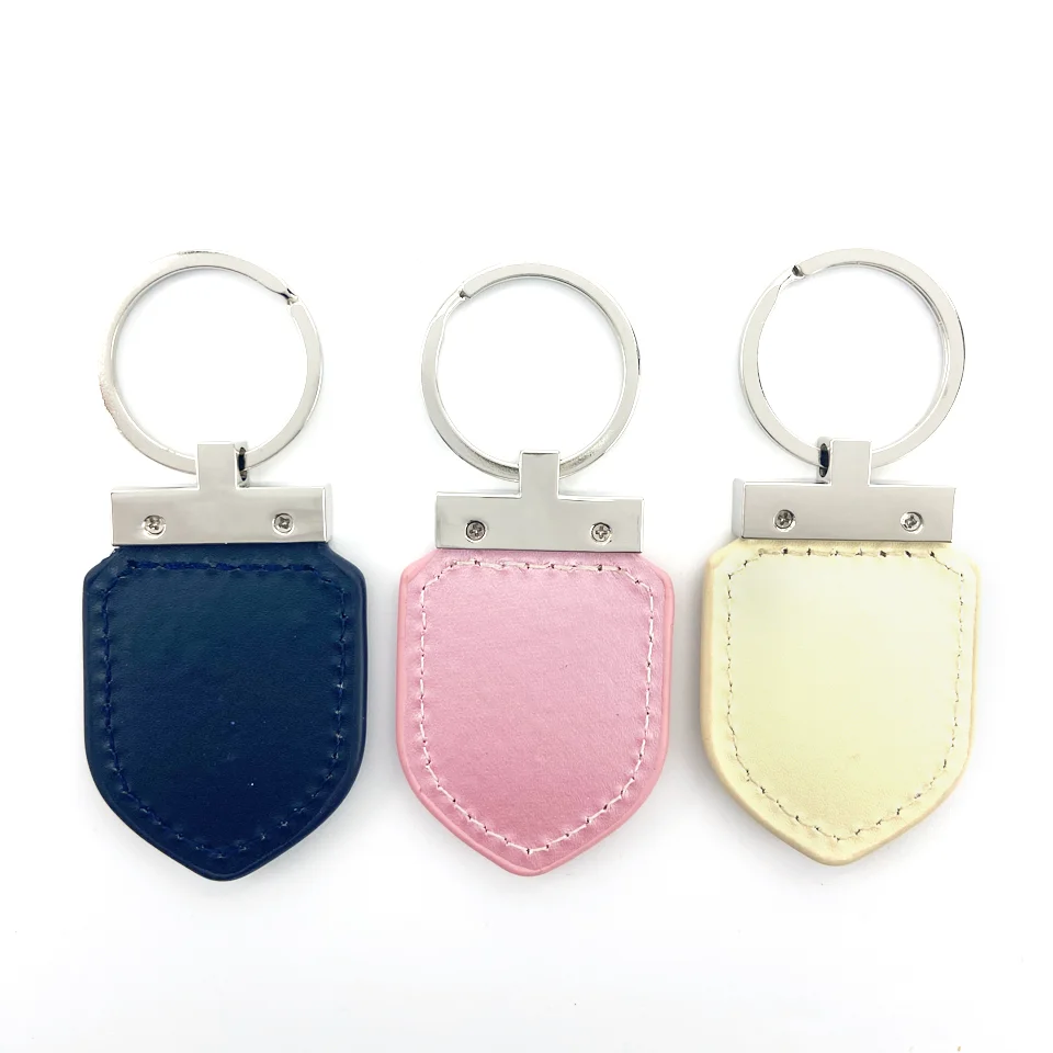 Blank can be laser embossed LOGO pattern bulk leather metal artificial leather custom keychain