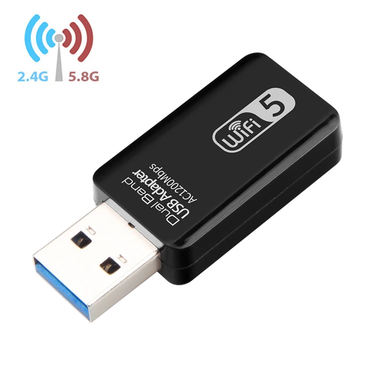 Black USB 3.0 Dual Band 2.4G&5.8G Realtek Rtl8812Bu USB 1200 5G USB Wifi Adapter Wifi Adapter Wireless