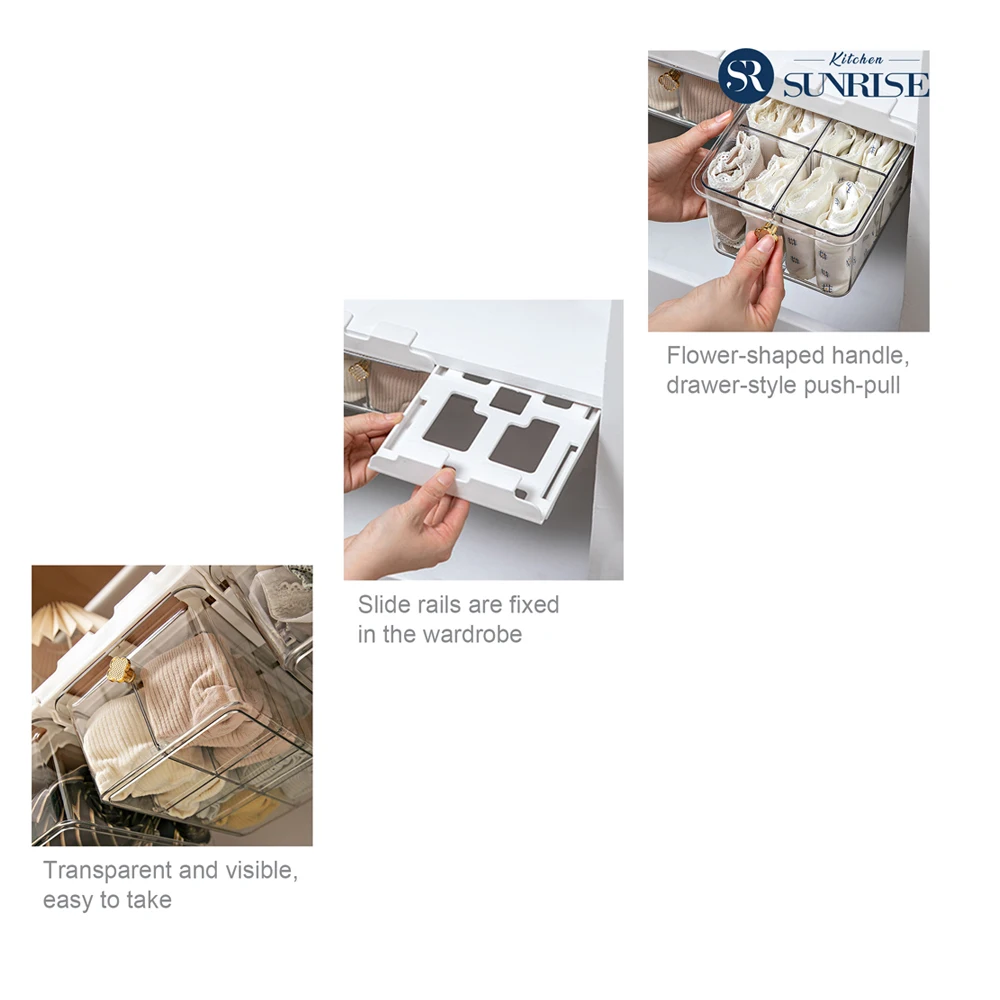 Drawer Organizers, Transparent Underwear bra divider organizer clear closet storage boxes drawer