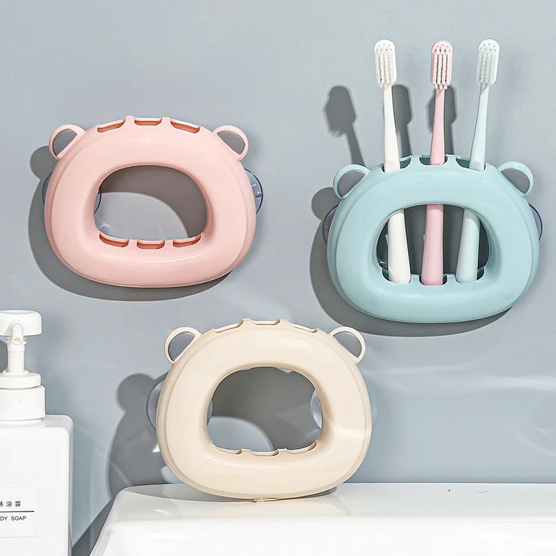 Wholesale Creative Couple Wall Mounted Storage Rack Suction Cup Toothbrush Cylinder Holder for Bathroom