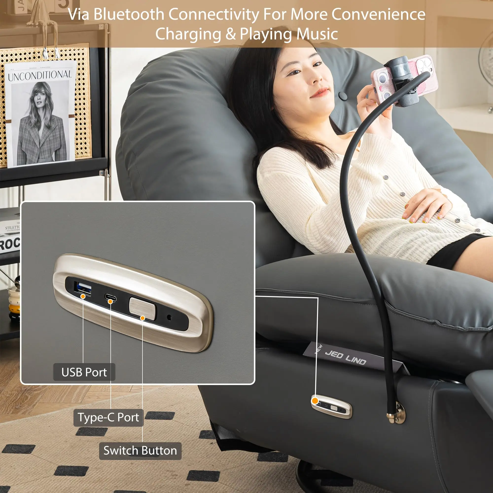 Rocking Chair Cream Theater Manicure Multifunctional Recliner Gua Wind Living Room Lazy Sofa Free Sample Modern Home