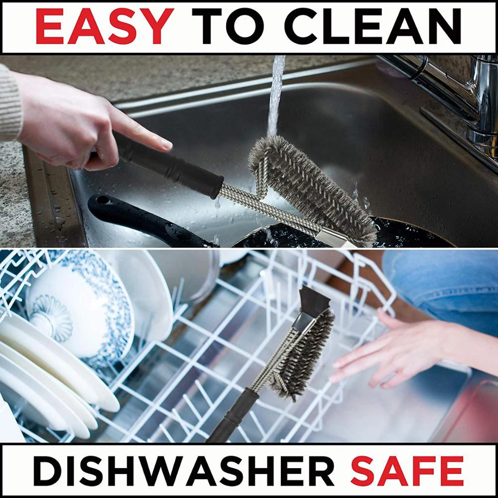 Barbecue Accessories Stainless Steel BBQ Grill Cleaning Brush Barbecue Grill Brush with Scraper