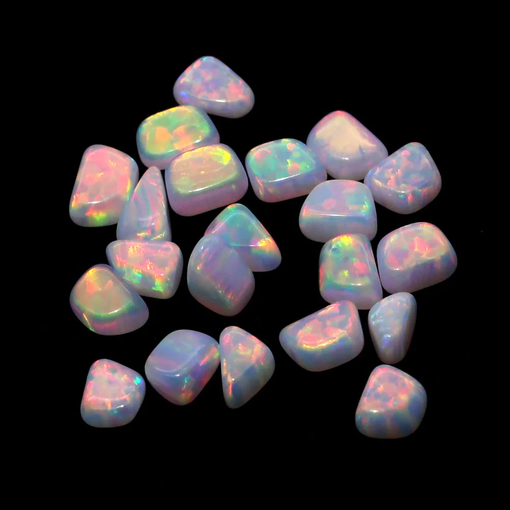 Japan Resin Free Galaxy Synthetic Loose Opal Stone Tumbled Red Fire Heat Resistant Gilson Opal Beads