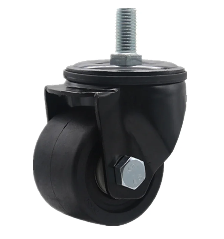 40 50 63 75 mm Universal Screw stem Black Nylon Low Profile  Castor Heavy Duty Dual brake Caster Wheel