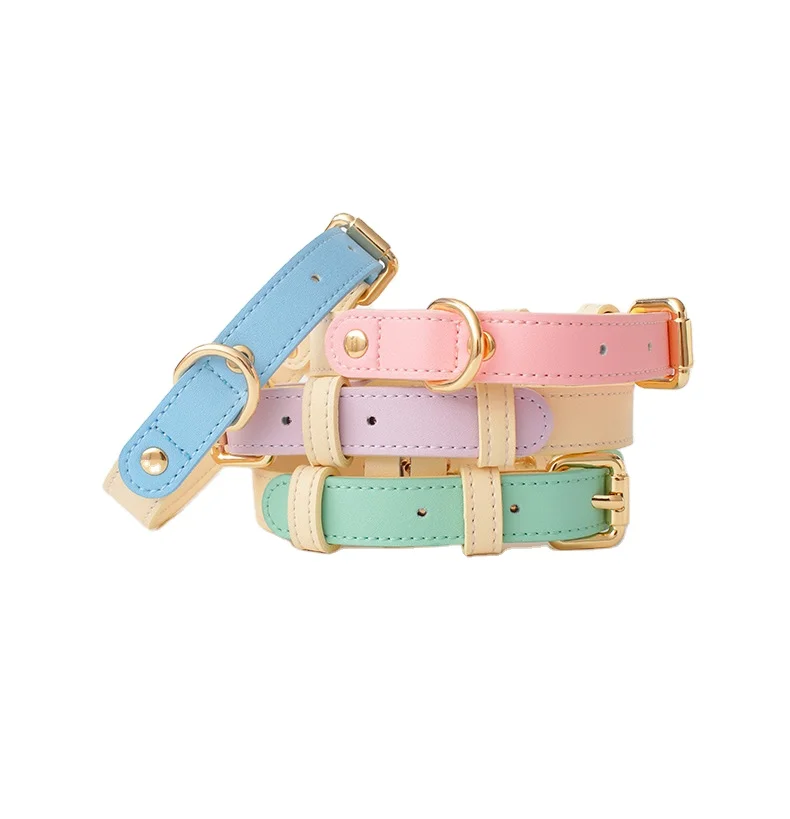 Waterproof Luxury Dog Collar Leather Adjustable Metal Buckle Custom Leather Pet Cat Dog Collar & Lead Wholesales