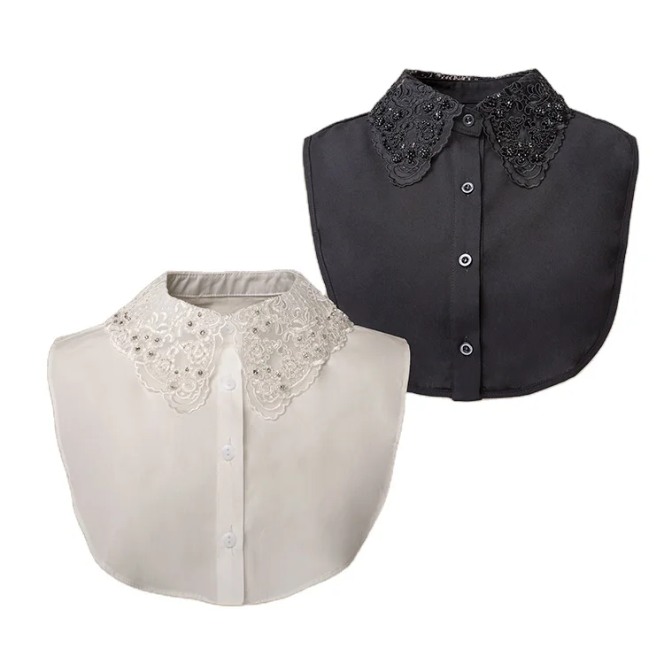 China manufacturer embroidery woman detachable collar shirt in stock fake collar