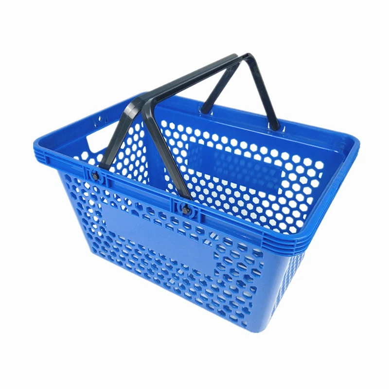 wholesale grocery and supermarket two handle honeycomb plastic hole shopping basket