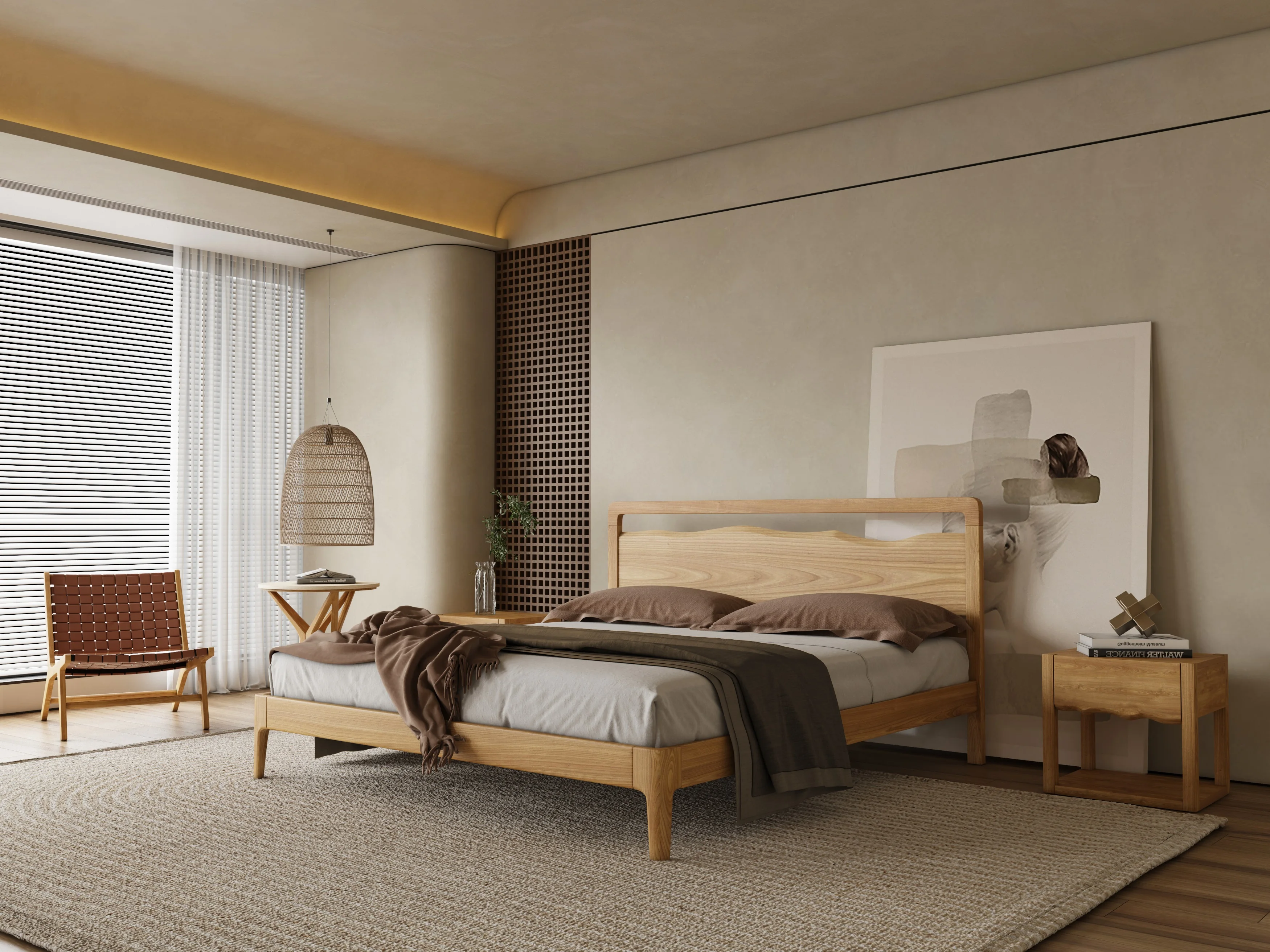 Modern European Bedroom Furniture Single Size Wooden Bed Frame Bed Strong Wood Slat Support