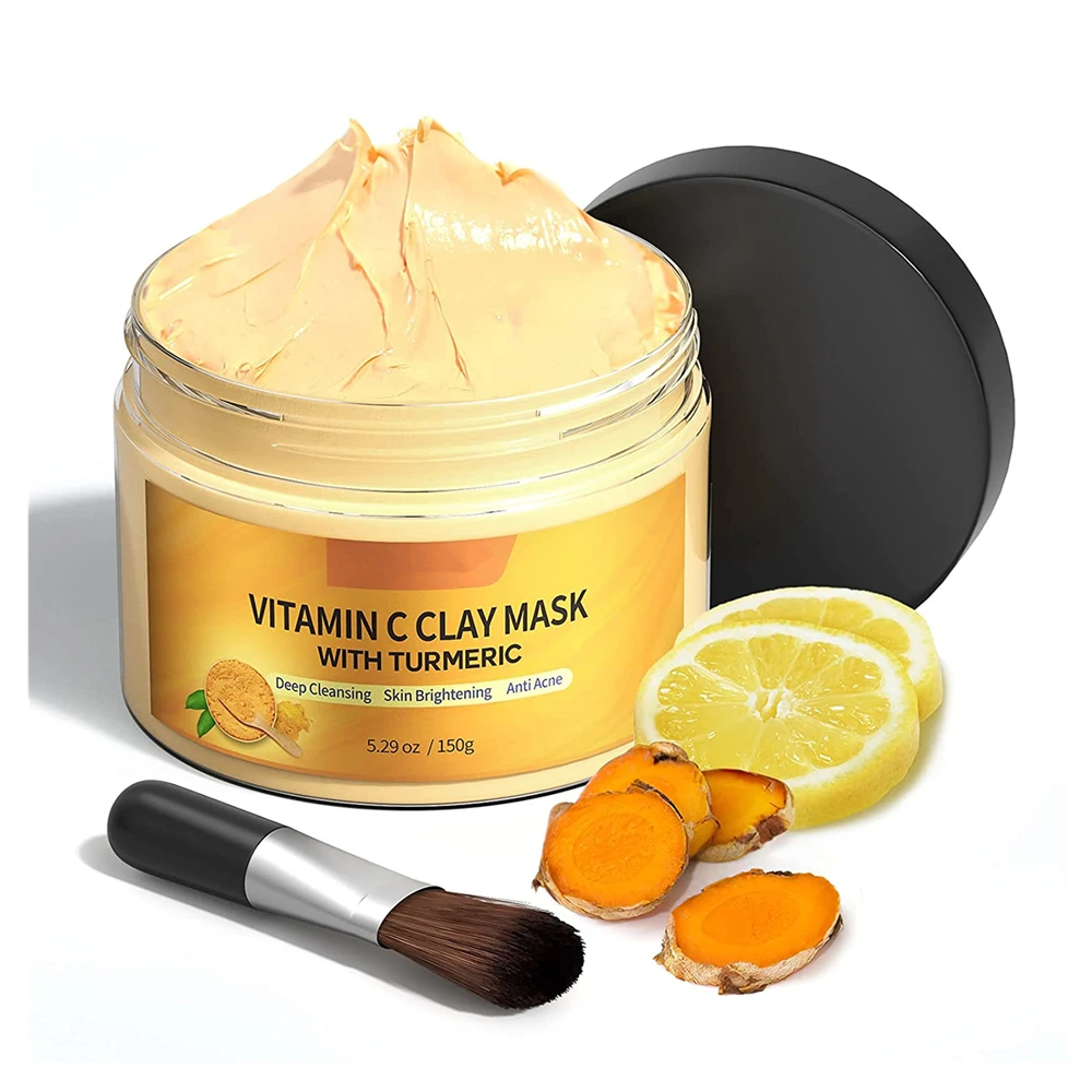 Private Label Turmeric Vitamin C Clay Face Mask with Kaolin Clay and Turmeric For Dark Spots