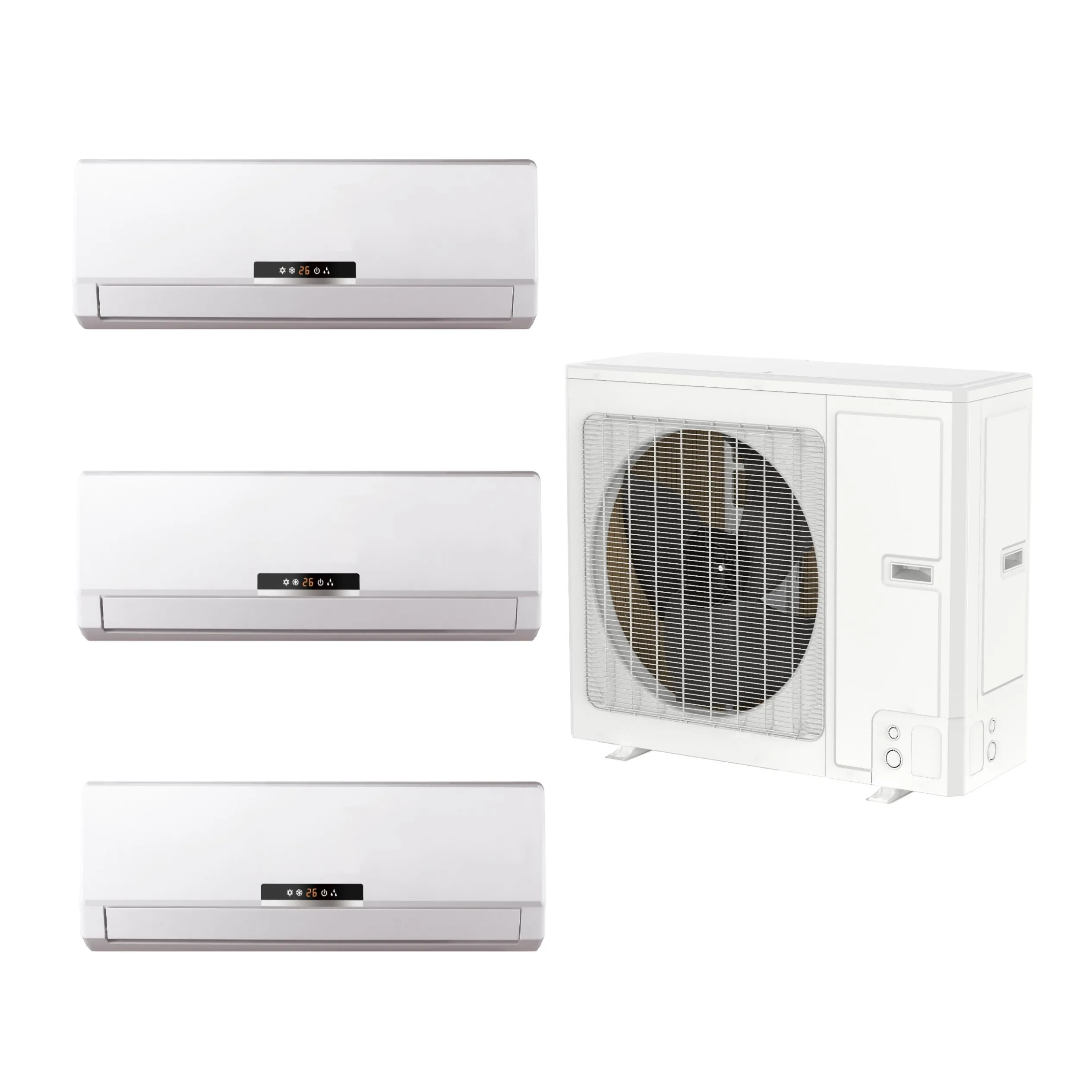 3 Zones Wall Mounted Indoor Unit Air Conditioner Vrf Vrv System Heating and Cooling Dc Inverter
