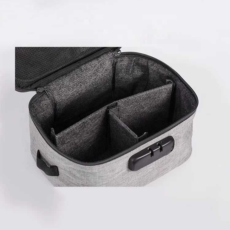 Custom locking Multiple independent spaces storage ziplock smell proof bag with cover