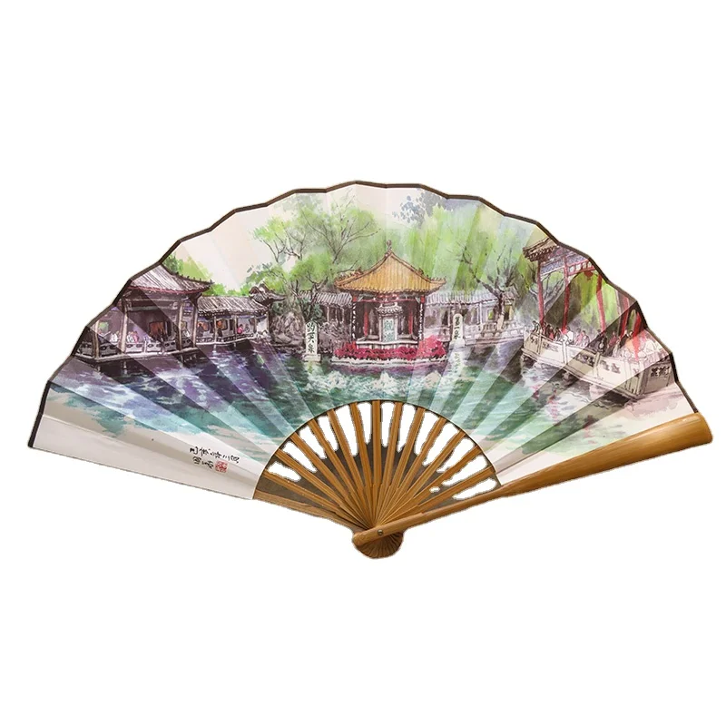 Custom Souvenir Gifts Chinese Style  Bamboo Folding Fan Craft Fan