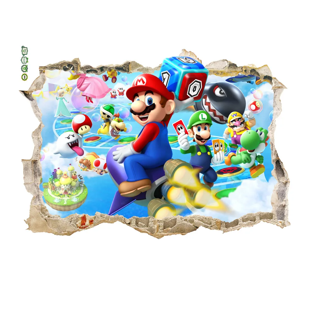 New 3D broken wall Super Mario wall stickers bedroom children cartoon room decoration self-paste