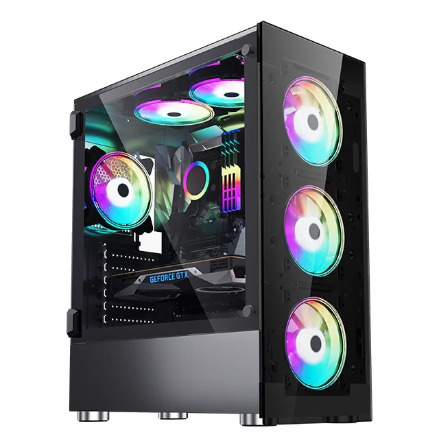 ATX Tempered Glass Front Panel Side Glass Good Airflow PC Gamer Computer Case