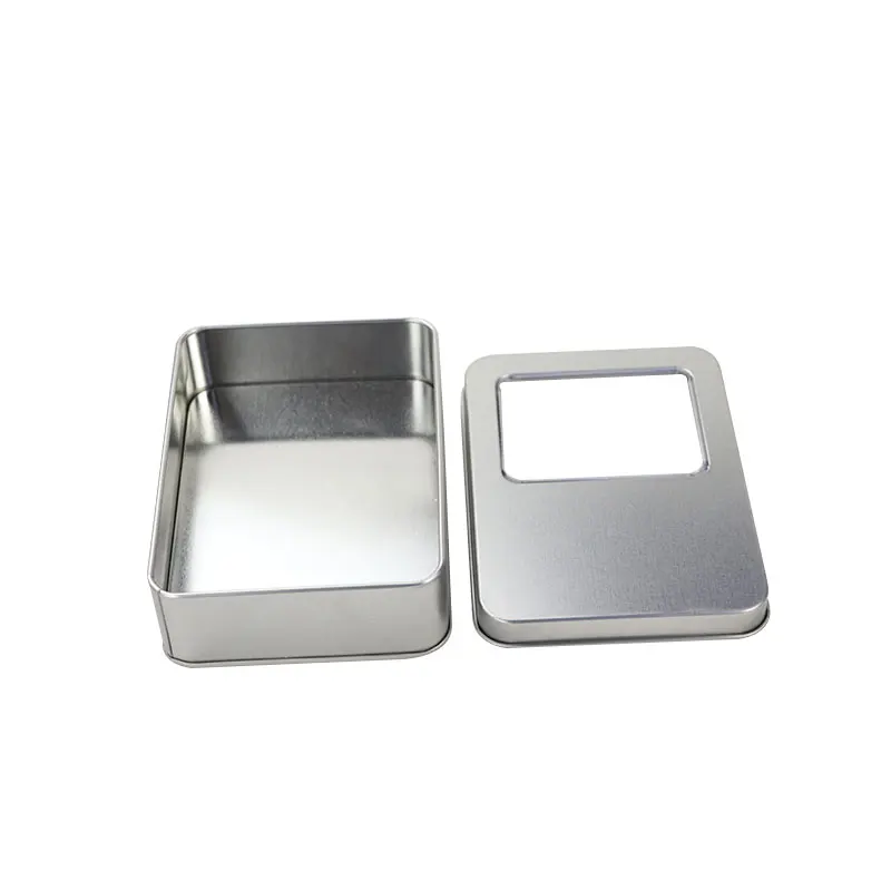 
Customized metal u disk packing box tin box with hinged lid Cookie box with window 