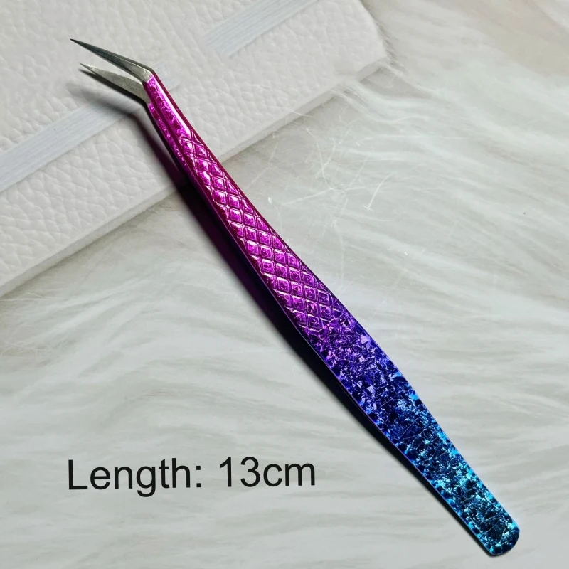 New Style Stainless Steel Lash Tweezer Set Private Label Glitter Ice Flower Tweezer for Eyelash Extension