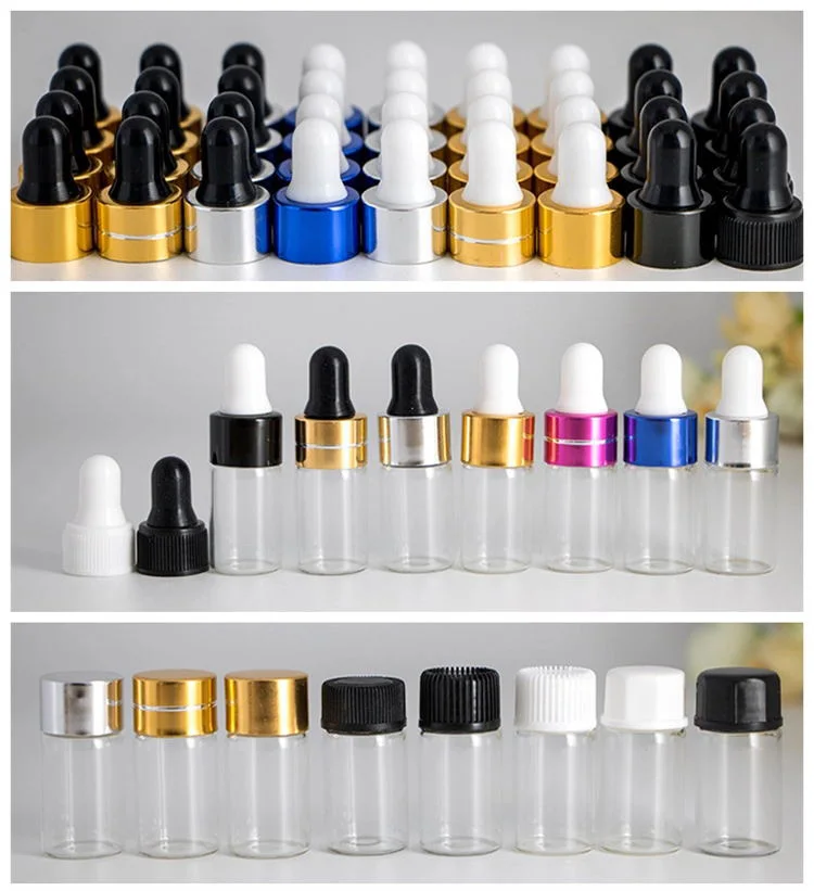 in stock 1ml 2ml 3ml 5ml frosted clear glass dropper bottle mini sample tester bottle glass vial with rose gold dropper cap