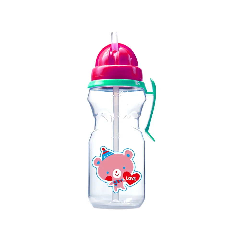 BPA free Approved Food Grade Easy Clean plastic baby straw bottle kids sport water bottle