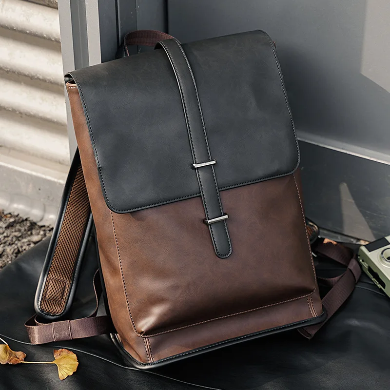 New Fashion Hot selling Man Multi-function PU Leather Backpack for school Waterproof Business trip Travel  Laptop