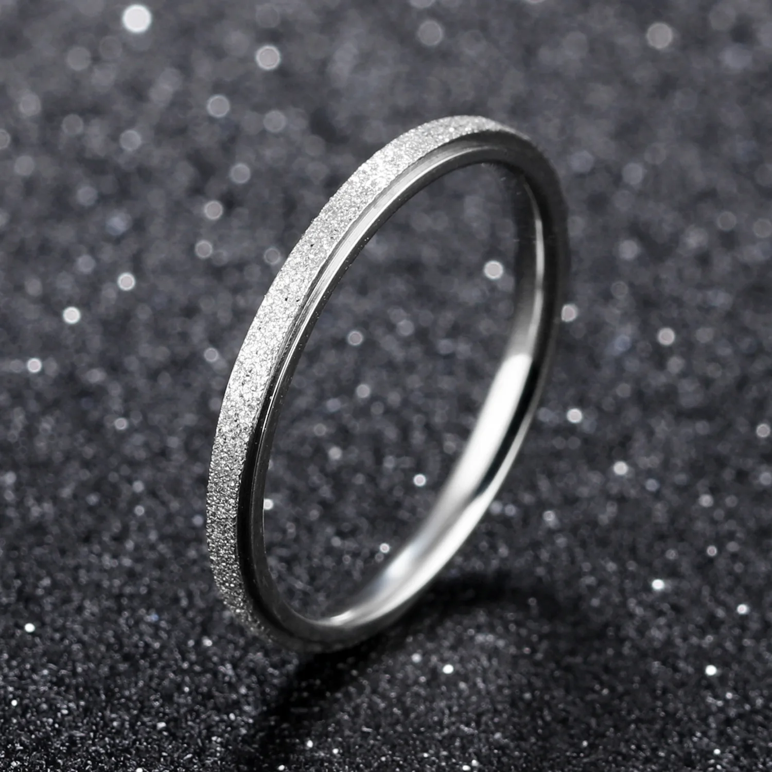 2022 Korean Silver Plated Fine Frosted Finger Ring Titanium Steel Matte Rose Gold Tail Ring