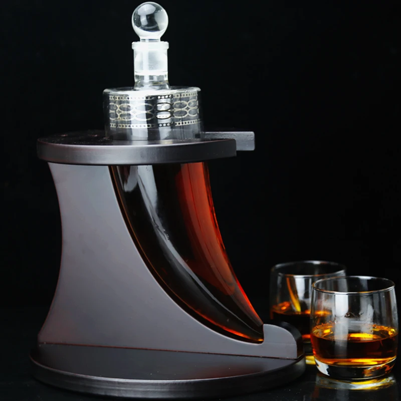 wholesale ox horn wine bottle glass whiskey decanter
